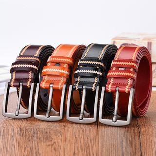 Genuine Leather Contrast Trim Belt