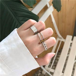 Set Of 3 : Alloy Ring + Chain Alloy Open Ring + Layered Alloy Open Ring