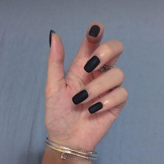 Plain Faux Nail Tips Black - One Size