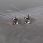 925 Sterling Silver Bead Ear Stud White Gold - One Size