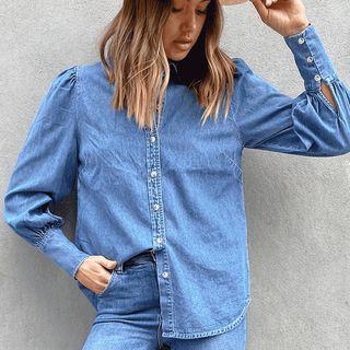 Puff Sleeve Denim Shirt
