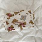 Bear Print Make Up Pouch Bear - Red & Brown & White - One Size