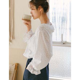 Eyelet-lace Blouse White - One Size