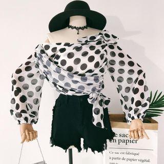 Cold-shoulder Polka Dot Blouse