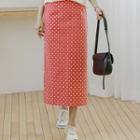 Pocket-side Dotted Long Skirt