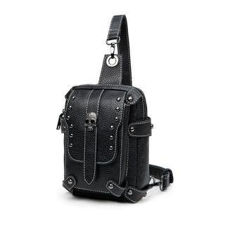 Skull Studded Faux Leather Sling Bag Black - One Size