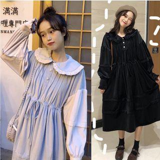 Frill-trim Midi A-line Shirt Dress