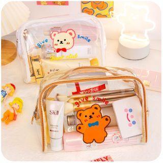 Bear Print Transparent Pvc Makeup Bag