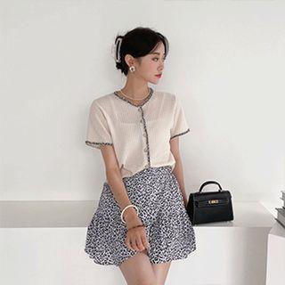 Leopard Print Tiered Mini Skirt