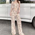 Floral Print Top / Straight-leg Pants