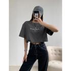 Embroidered Cropped Loose T-shirt