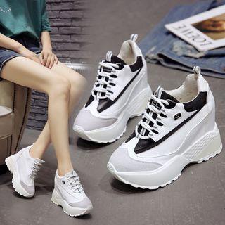 Color Block Platform Hidden Wedged Sneakers