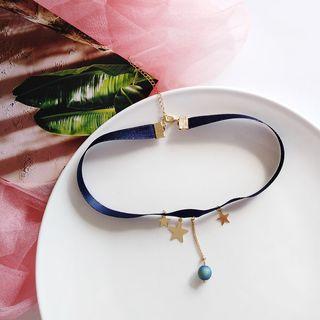Bead Pendant Alloy Star Choker 1 Pc - Necklace - Dark Blue - One Size
