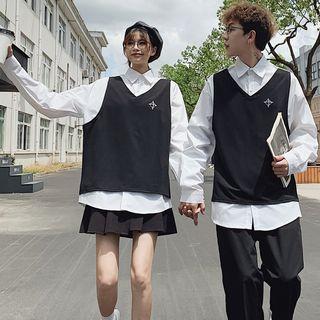 Couple-matching Long-sleeve Paneled Shirt