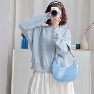 Set: Plain Sweatshirt + Lace Trim Midi A-line Skirt
