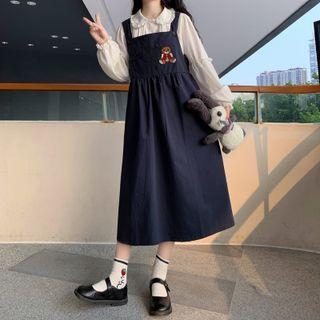 Bear Embroidered Jumper Skirt / Puff-sleeve Lace Shirt ( Various Designs )