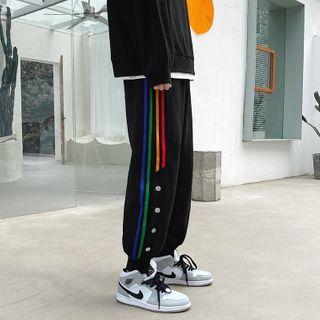 Striped Button-side Sweatpants
