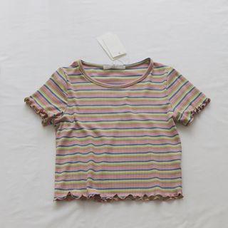 Agaric Laces Striped Short-sleeved Top