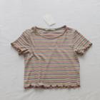 Agaric Laces Striped Short-sleeved Top