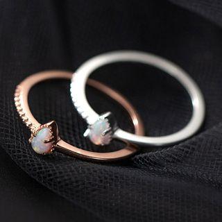 Droplet Opal Sterling Silver Ring