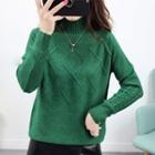 Mock Turtleneck Cable-knit Sweater