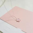 Floral Pendant Necklace Pink - One Size