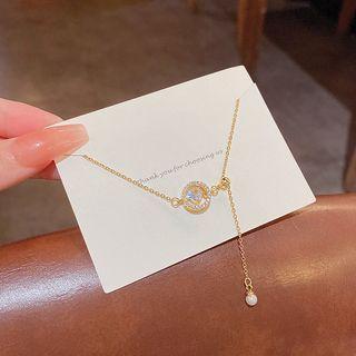 Rhinestone Necklace S224 - Gold - One Size