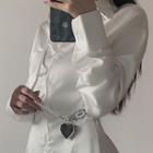Faux Pearl Heart Charm Belt White - 108cm