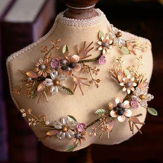 Wedding Alloy Flower Headpiece 2pcs - As Shown In Figure - One Size