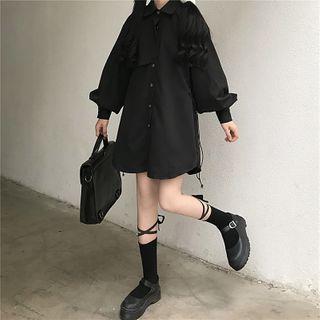Lantern-sleeve Shirt Black - One Size