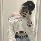 Long-sleeve Lace-up Crop Top