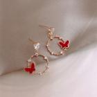 Rhinestone Butterfly Hoop Dangle Earring