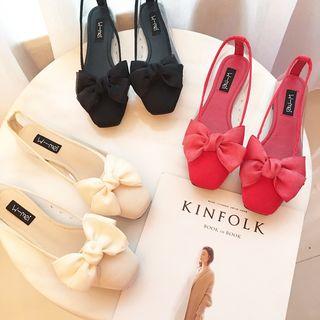 Bow & Colorblock Square Shoes