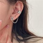 Chained Alloy Cuff Earring Eh1167 - 1 Pair- Earring - Silver - One Size