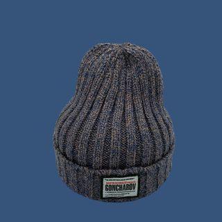 Melange Knitted Hood Mixed Navy Blue - One Size