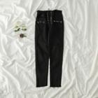 High-waist Lace-up Slim-fit Jeans