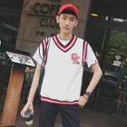 Lettering Striped Vest
