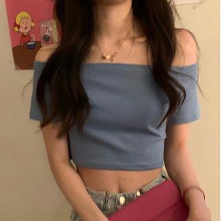 Short Sleeve Off Shoulder Crop Top