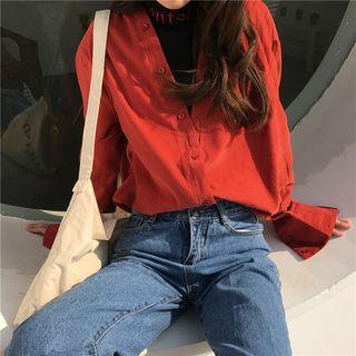 Mock Two-piece Lettering Shirt