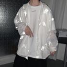 Butterfly Print Single-breasted Hooded Jacket