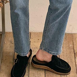 Buckled Suedette Mules