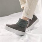 Knit-panel Platform Short Boots