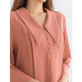 Plus Size Chelsea-collar Pintuck Blouse