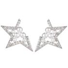 Faux Pearl Rhinestone Star Earring 1 Pair - Silver - One Size