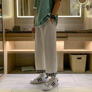 Plaid Lining Wide Leg Pants