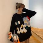 Duck Printed Sweater As Shown In Figure - One Size