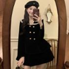 Long-sleeve Sailor Collar Layered Mini A-line Dress