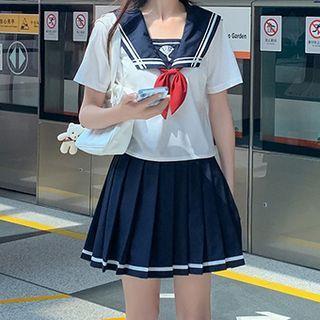 Sailor Collar Short Sleeve Shirt