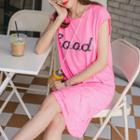 Cap-sleeve Lettering Dress