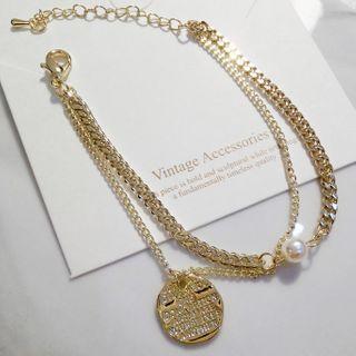 Faux Pearl Layered Bracelet White Faux Pearl - Gold - One Size